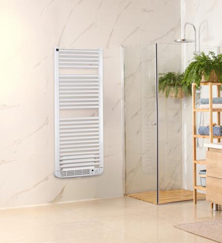 Sèche-serviettes électrique avec soufflerie 1750W, H:125,9 x l:50 cm, blanc - Calima, Deltacalor